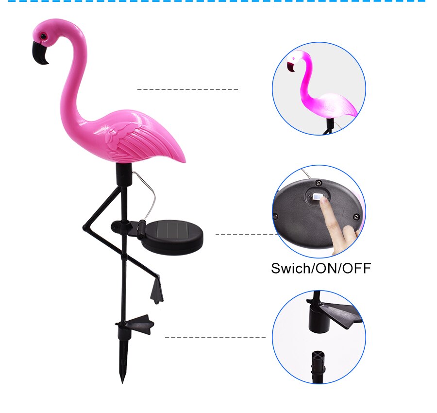 3 pakke solenergi flamingo innsats lys lanterne soldrevet sti lys utendørs vanntett hage dekorativ plen hage lampe: En