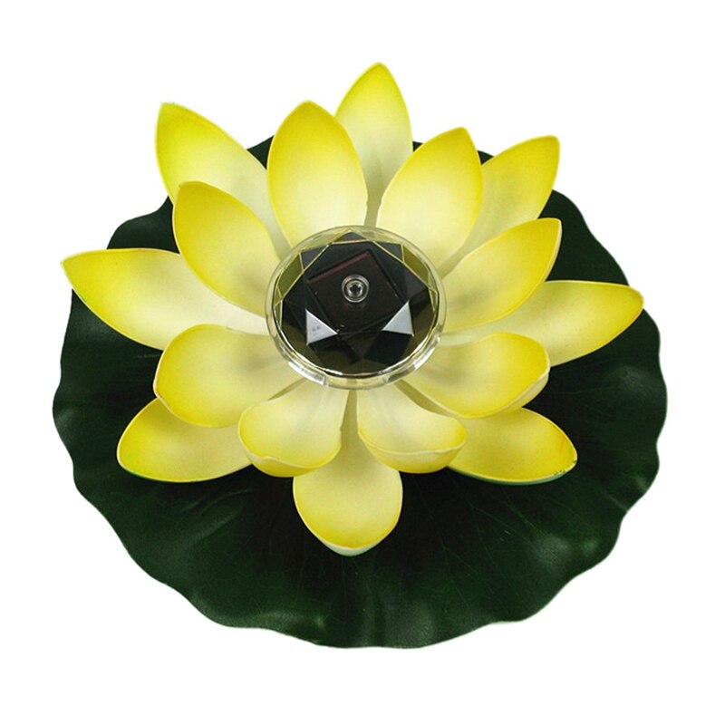 Solar Powered LED Lotus Blume Lampe Schwimm Blume Teich Tank Licht Ornament Party Garten Dekoration 2 2: YELLOW