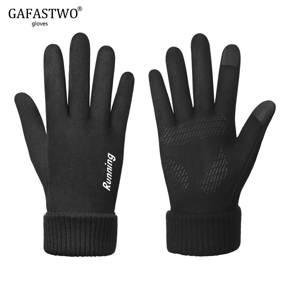 Autumn Winter Suede Plus Velvet Warm Sports Riding Gloves All Refer To Mens Non-Slip Touch Screen Driving Gloves