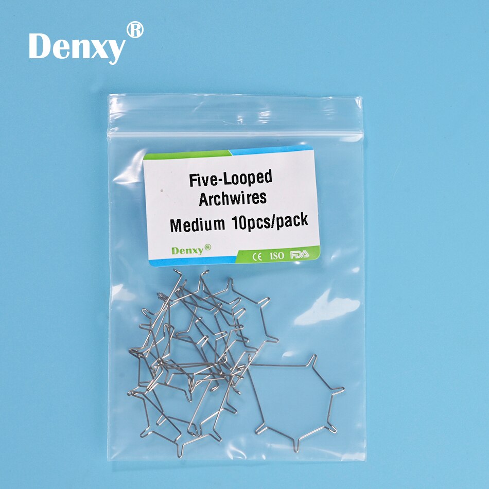 Denxy 30pcs Orthodontic 5 looped wire Anterior root torque five looped wire Metal Ligature wire orthodontic wires: 30pcs Medium