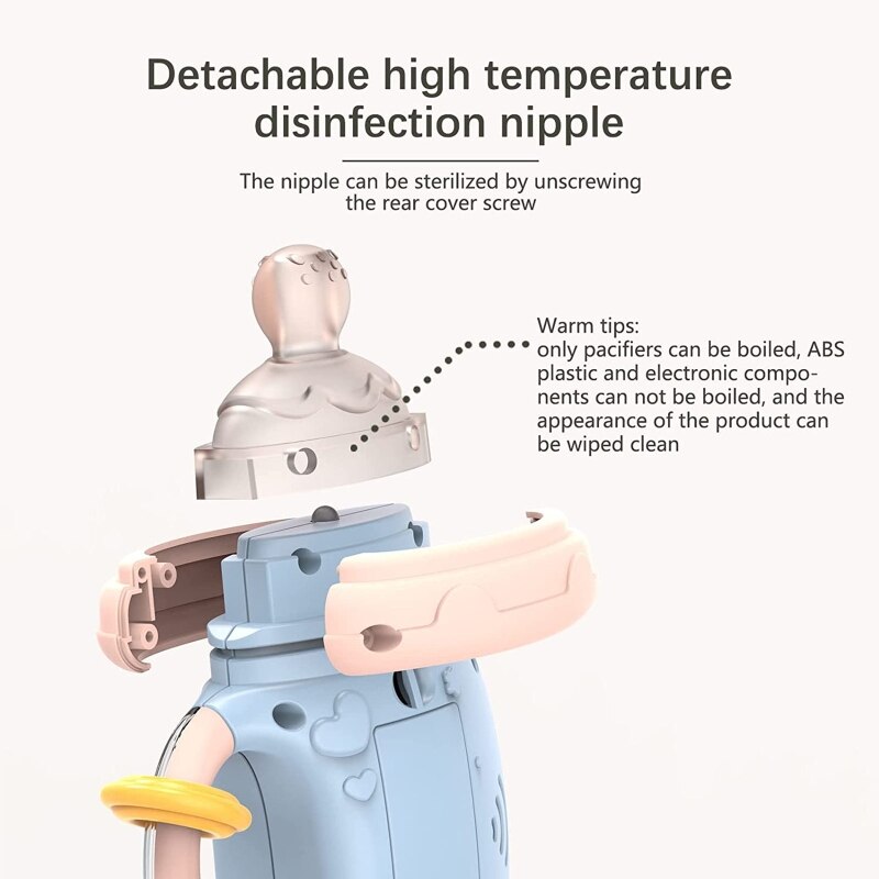 425F Electric Baby Bottle Toddler Rattle Milk Bottle with Light and Music Teether Toy