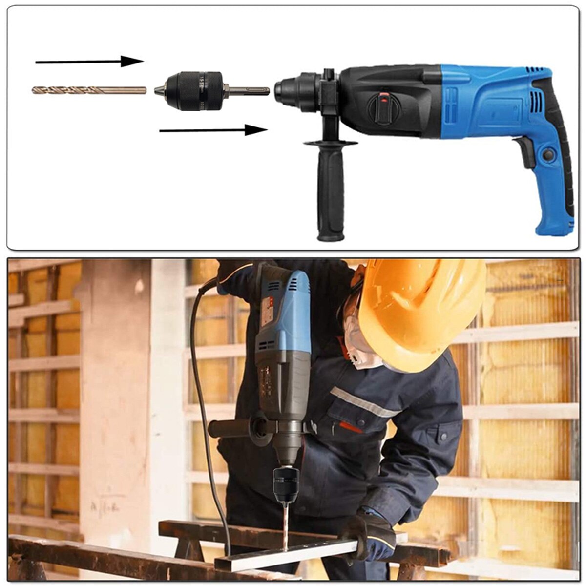 1/2-20UNF 1.5-13mm Keyless Drill Chuck Quick Change Drill Bit Adapter &amp; 1/2 Converter 13mm Round Hexagonal Handle Connecting Rod