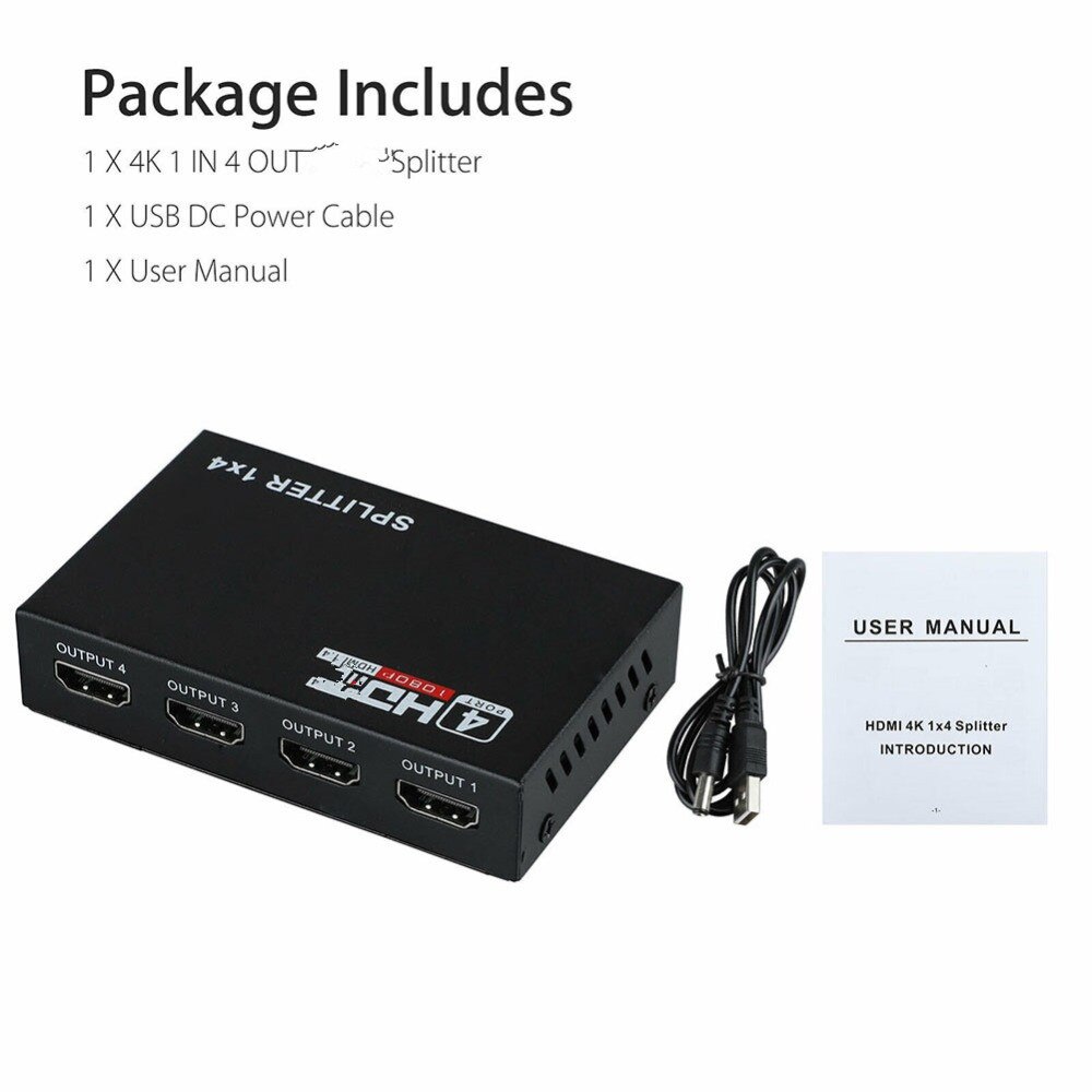 Répartiteur HDCP 1 en 4, compatible HDMI 3D 1080P, amplificateur de Signal de puissance 1x4, commutateur de répartiteur Audio, adaptateur de convertisseur HD