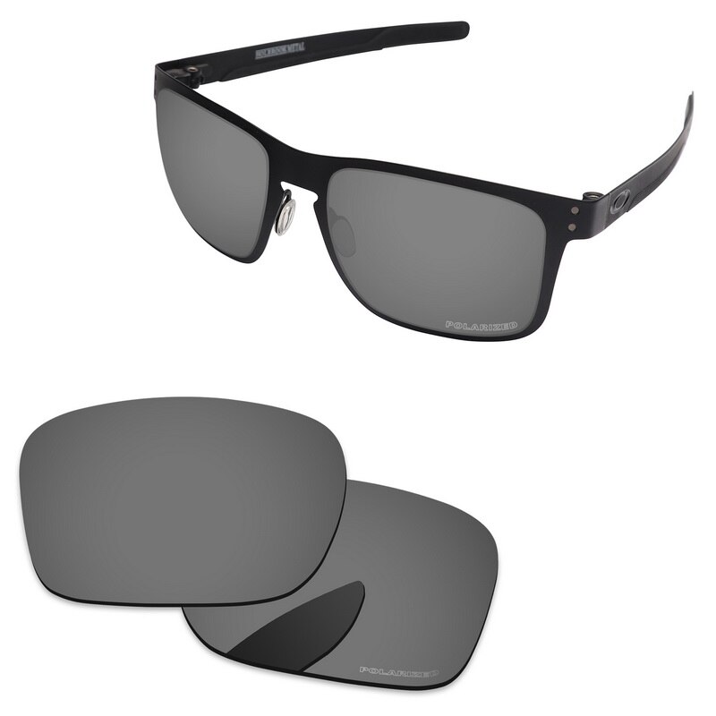 Alphax Polycarbonat POLARISIERTE Ersatz Linsen für-Oakley Holbrook Metall Sonnenbrille OO4123-Mehrere Optionen: Schwarz Chrom