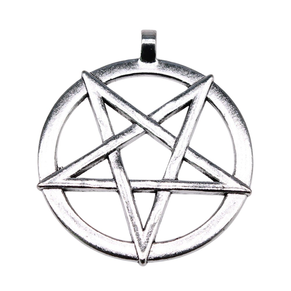 Wysiwyg 2 stk 51 x 44mm charms omvendt pentagram stjerne charms til smykker fremstilling gør-det-selv antikke sølvfarve legering charms