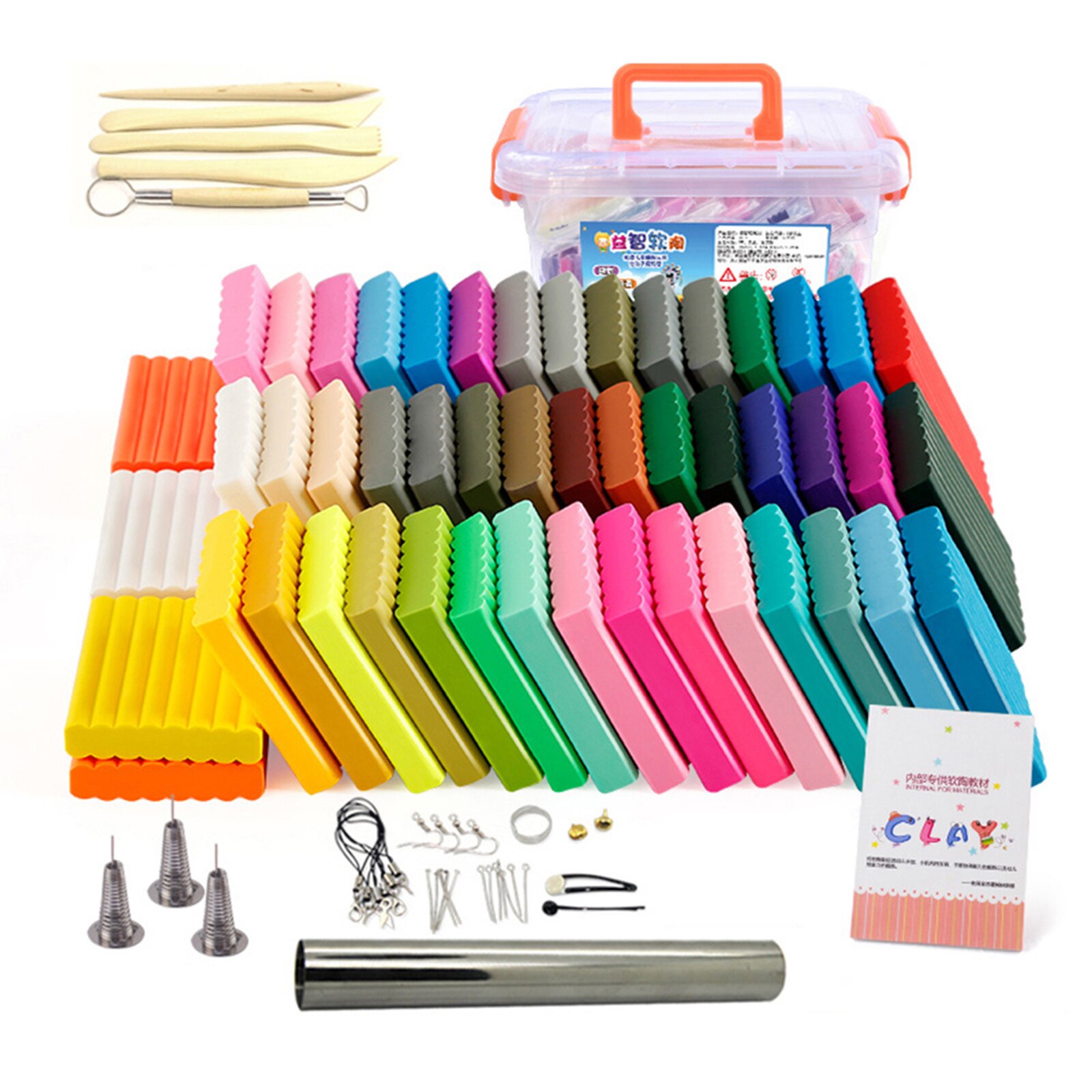 24/36/50 kolor glina polimerowa miękki blok piekarnik piec modelowania gliny zestaw robić modelowania figurki DIY prezent dla chłopca dziewczyna zestaw artystyczny z narzędziami: 50 zabarwienie  Upgrade