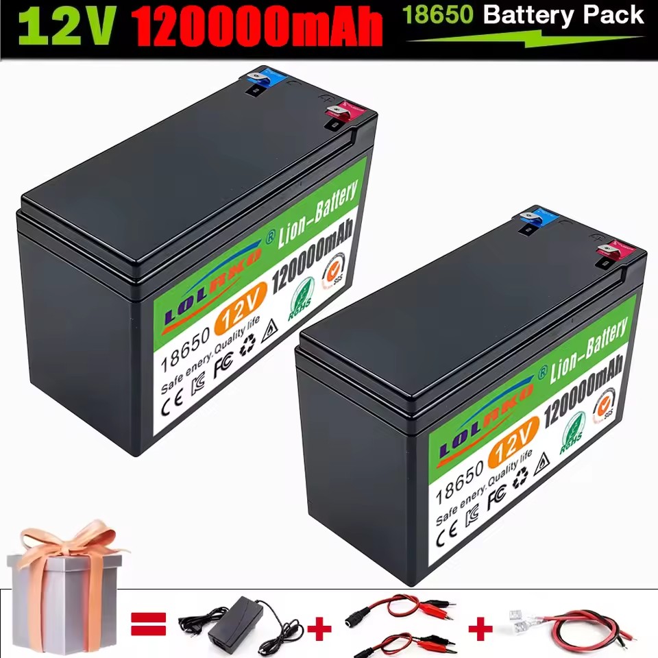 12V 120Ah Lithium Battery Deep Cycle 30A BMS 4000+Cycles Perfect for Solar Fish Finder Power Wheel Boat Home RV 18650 Battery