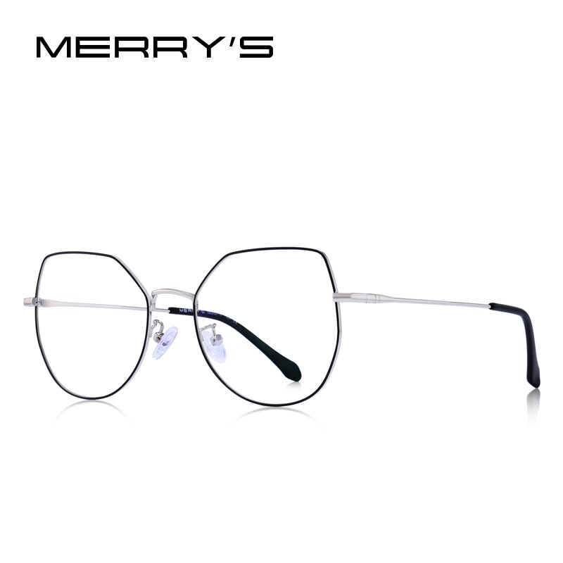 MERRYS-gafas de sol con bloqueo de luz azul para mujer, anteojos con montura óptica, ultraligeros, con de ojo de gato, para miopía, S2025: C02 Silver