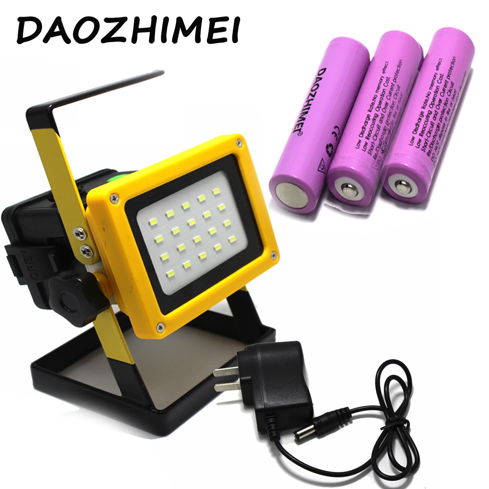 Led Spotlight 18650 light 30W 20leds light Waterproof Outdoor led rechargeable Flood light US EU charger 3x18650 battery