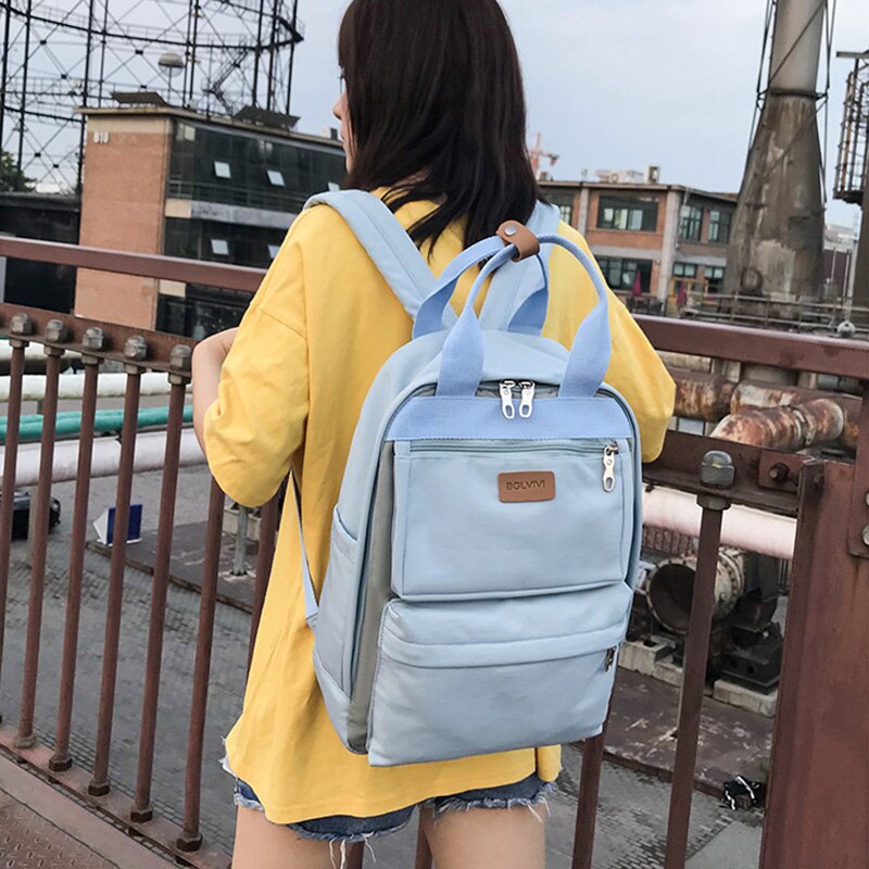 Chuwanglin vandtæt rygsæk til kvinder multi lommerejse rygsække kvindelig skoletaske til teenagepiger bog mochilas  j101801: Himmelblå