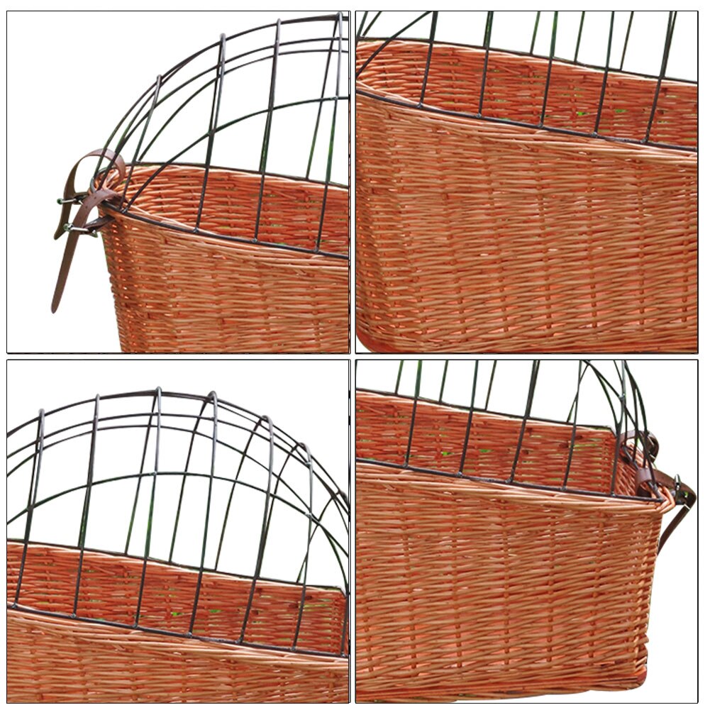Cat Dog Bicycle Front Handlebars Basket Pets Seat Wicker Woven Bike Basket Small Pet Carrier Cycling Accessories Shopping Basket