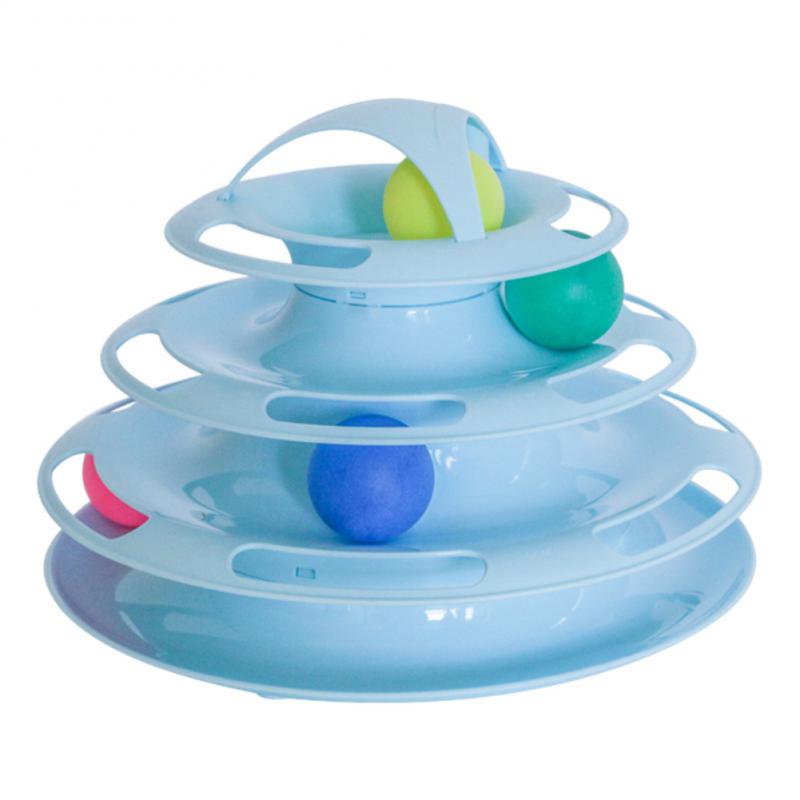 3/4 Levels Cat Toy Tower Training Amusement Plate Kitten Tower Tracks Disc Cat Intelligence Amusement Triple Disc Pet Products: 02