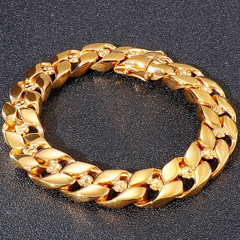 Massiven gotisch Herren Edelstahl Fahrrad Motorrad Verknüpfung Kette Armbinde Männlichen 24MM 8,7 Zoll Jungen Radfahrer Armbänder