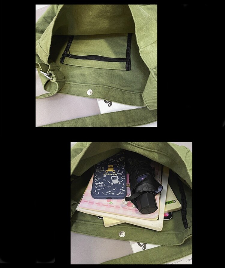 100% Katoen Tiener Canvas Schoudertas Voor School Student Casual High Street Casual Stof Boek Ruim Dagelijks Crossbody Tas