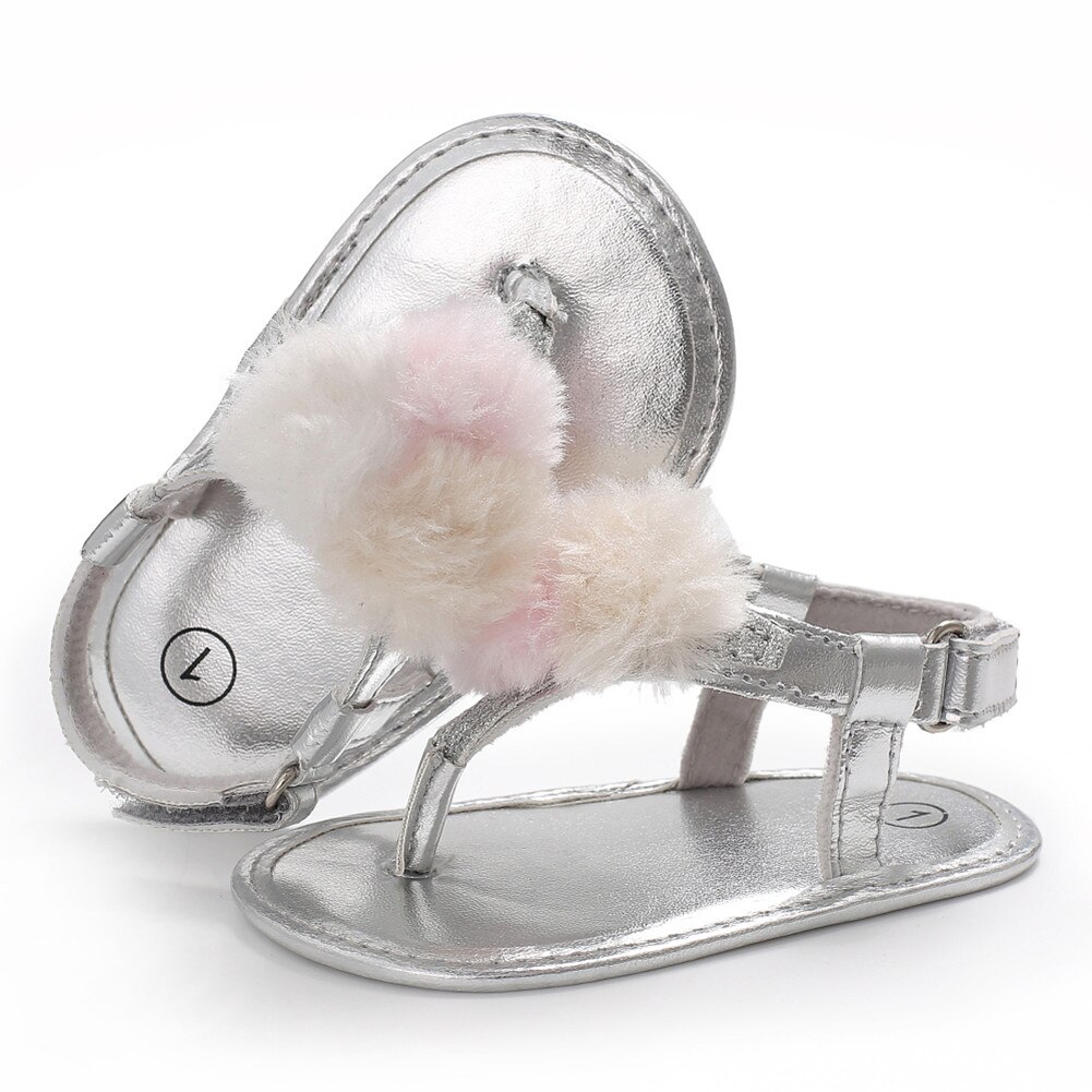 Toddler Infant Baby Girls Summer Casual Shoes Crib Flip Scandal Soft Sole Prewalker Kids Hairball Scandals 0-18 Months