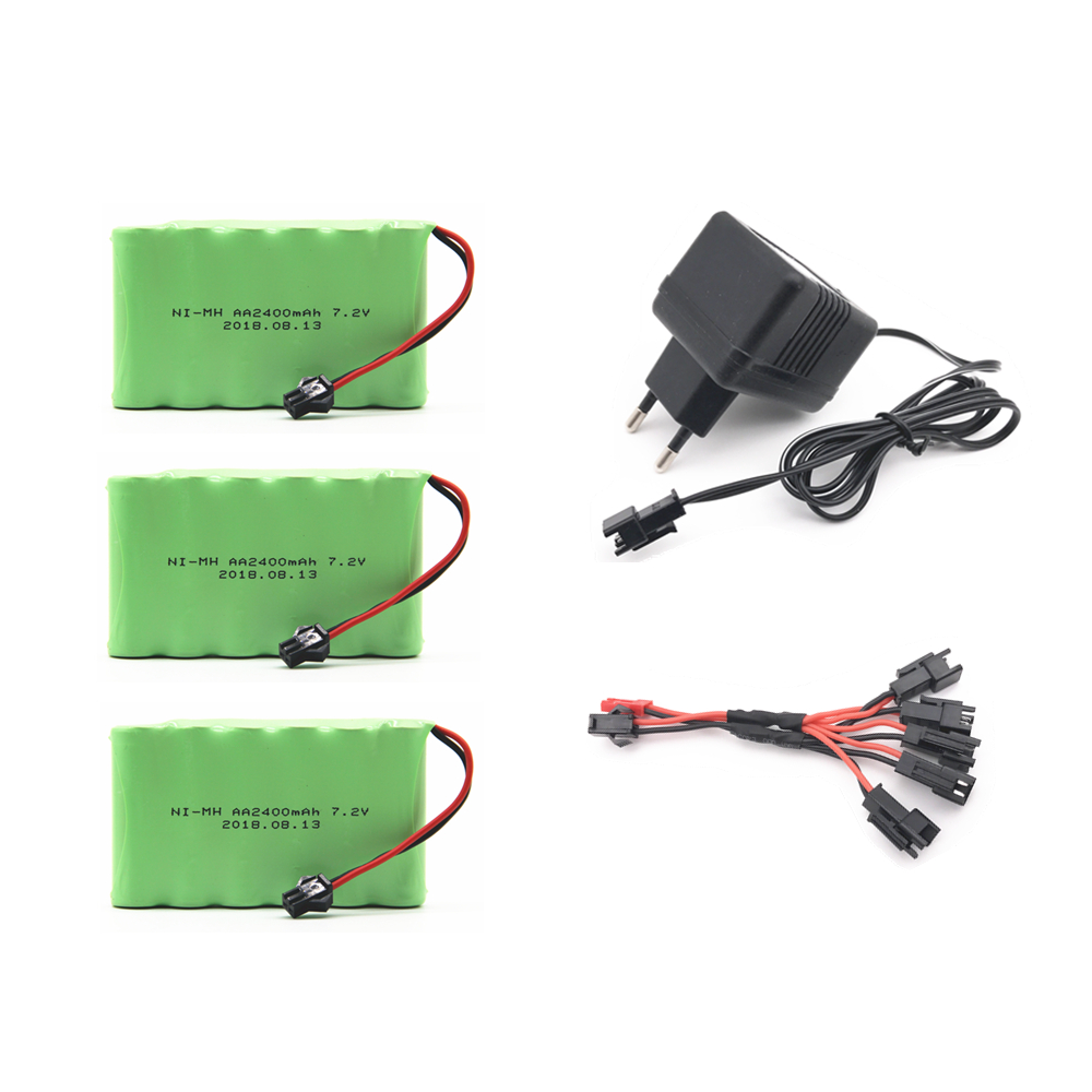 NI-MH akku 7.2v 2400mAh laturilla - Korkea kapasiteetti sähköleluja varten: Valkoinen