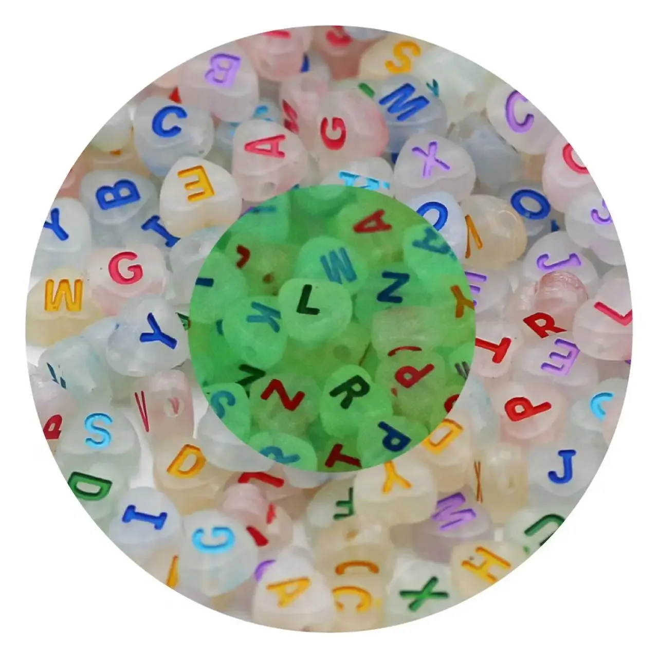 100/200/300/500 Uds. Cuentas acrílicas con forma de corazón y letras, cuentas espaciadoras del alfabeto para fabricación de joyería, collar de pulsera DIY hecho a mano