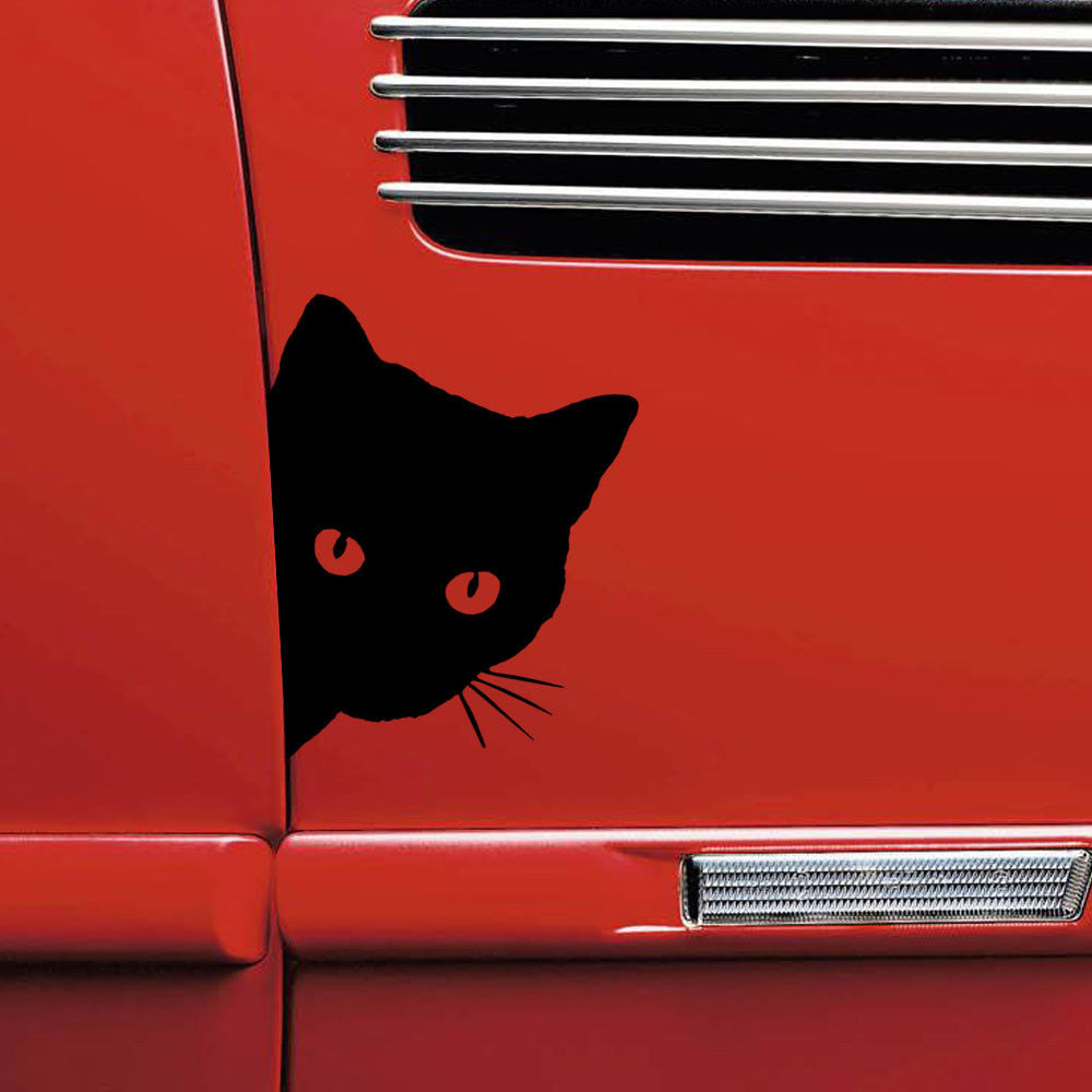 Auto Zwarte Kat Gluren Stickers Grappige Vinyl Decal Auto Sticker Decoratie Decals 15*12Cm 1/2Pcs