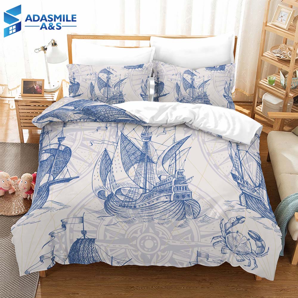 Beddengoed Set Digitale Afdrukken Nautische Beding Dekbedovertrek Zachte Comfortabele Jongens Beddengoed Ons Twin Queen