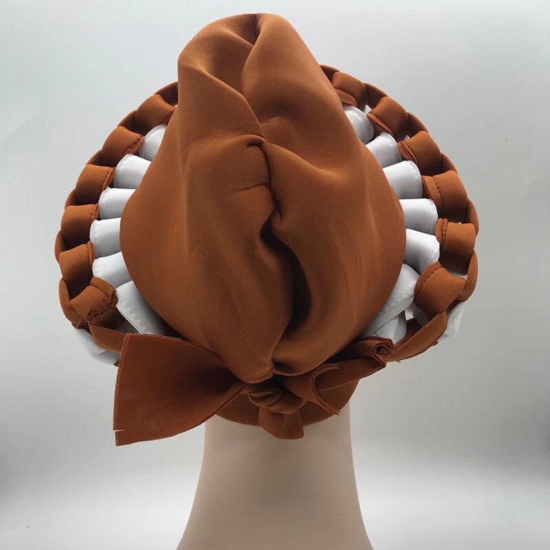 Double Color Handmade Auto Gele Head Ties Already Made Ladies Nigerian African Headtie Female Head Wraps Wedding Gele Headwear