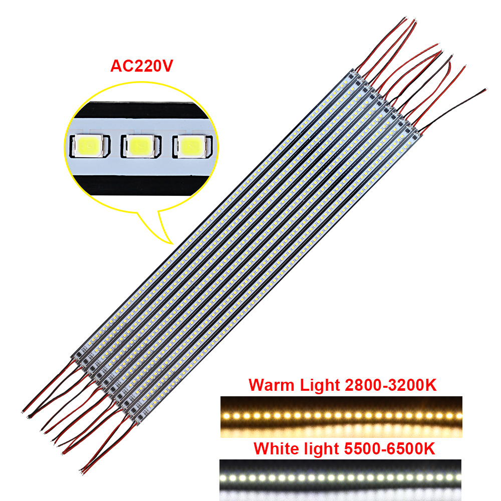 Led Bar Light Ac 220V Ledstrip Profiel 50Cm 72Leds 2835 Led Stijve Strip Led Tl Buizen Onder Cabine
