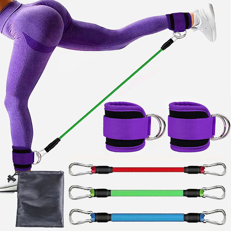 Set Di Fasce Elastiche Per Allenamento Komplex – 5 Livelli Di Resistenza + Maniglie, Cavigliere E Ancora Per Porta – Home Fitness