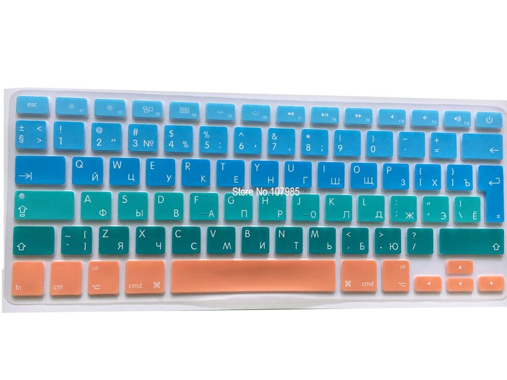 Cubierta de silicona para teclado, color negro, degradado ruso UE/RU, Protector de pegatinas para MacBook A1278 A1425 A1369 A1466 A1398 A1286: Blue