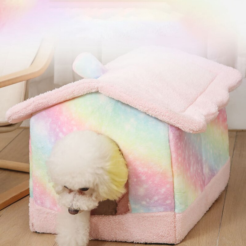 Składany psia buda legowisko dla psa mata miękki namiot dla kota dla małych średnich psów koty zimowe ciepłe chihuahua Miś Kot gniazdo artykuły dla zwierząt