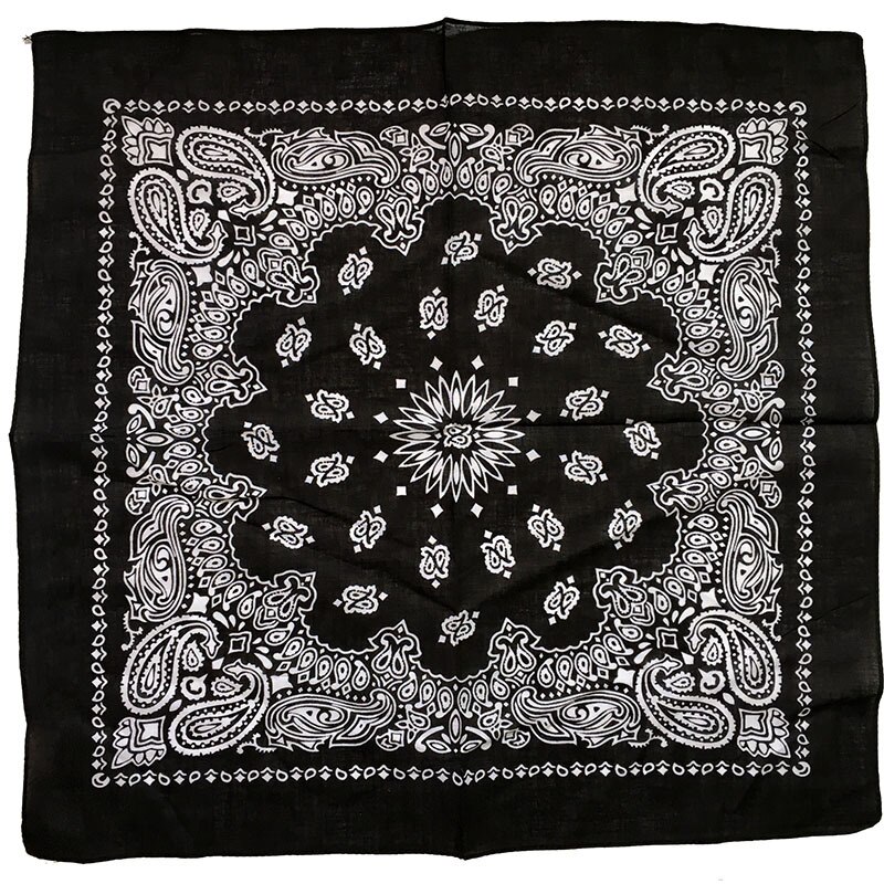 Hip hop bomuld bandana firkantet tørklæde sort paisley cykel pandebånd trykt til kvinder / mænd / drenge / piger