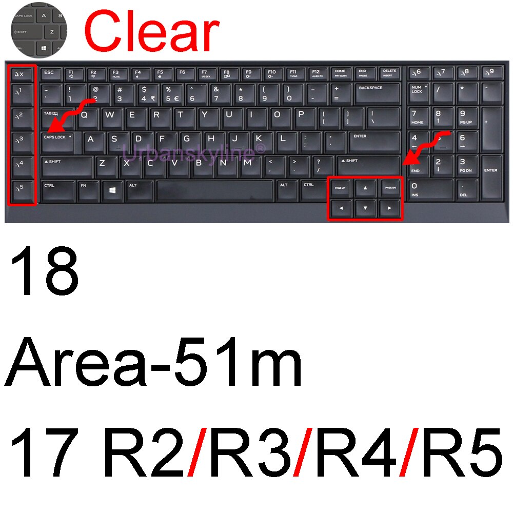 Keyboard Cover for Alienware M15 R7 M17 R5 R6 X14 X15 R1 X17 R2 Area-51m R3 R4 13 14 15 17 18 Protector Skin Case Silicone ALW: Clear 17 18 Area-51m