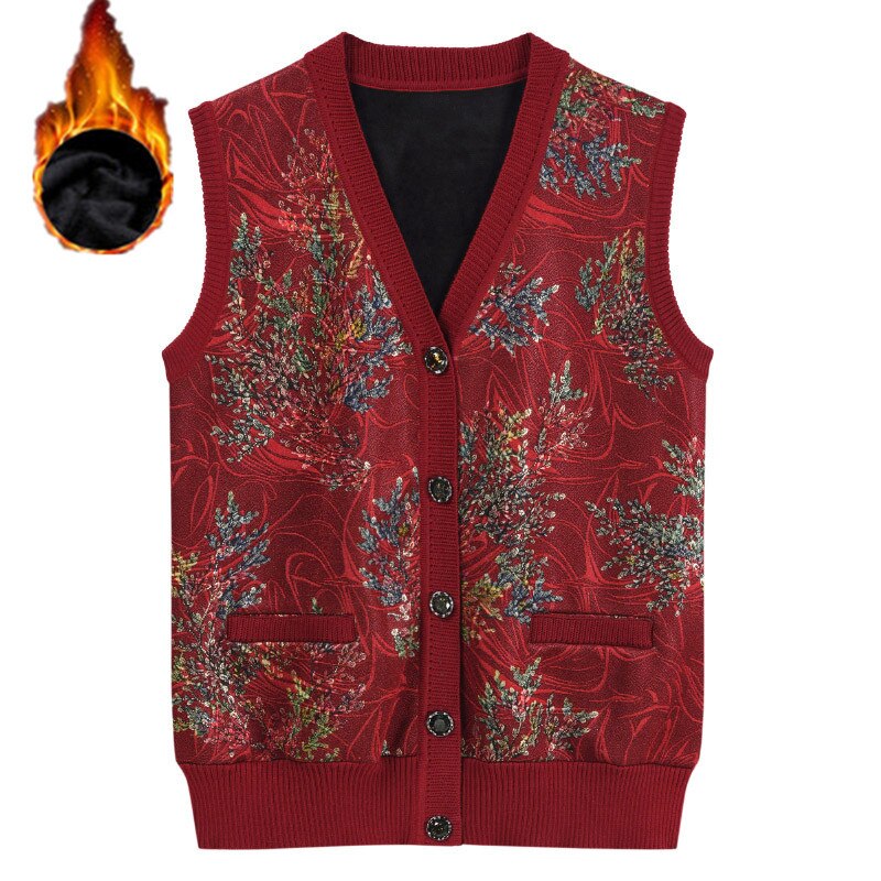 Gebreide trui vest middelbare leeftijd en oudere vrouwen #39 ;s vest herfst winter enkelrijs mouwloos truien jas  k819