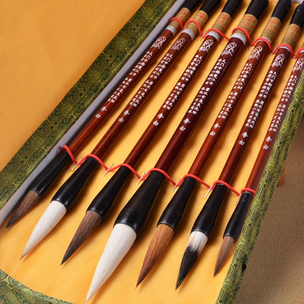 7 Pcs Chinese Calligraphy Brush Pen Set Writing Brush Box Set