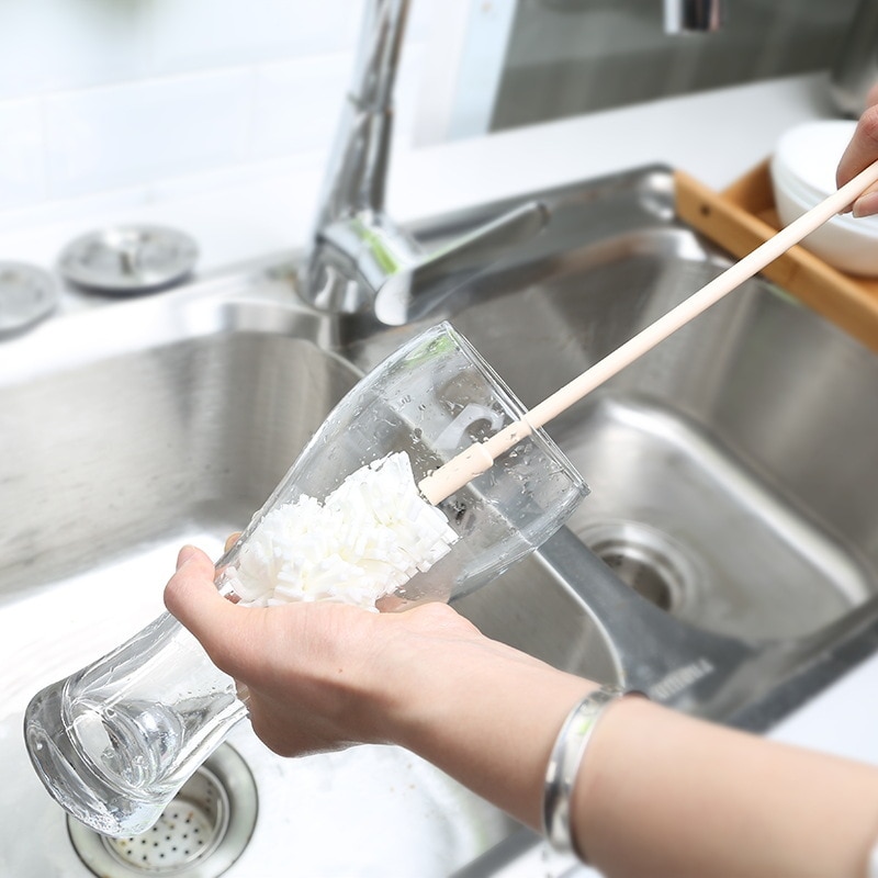 Brosse en éponge à manche Long, brosse pour soins pour bébé et de bouteilles de lait, brosse nettoyante de bouteilles en verre et lait, outils de cuisine