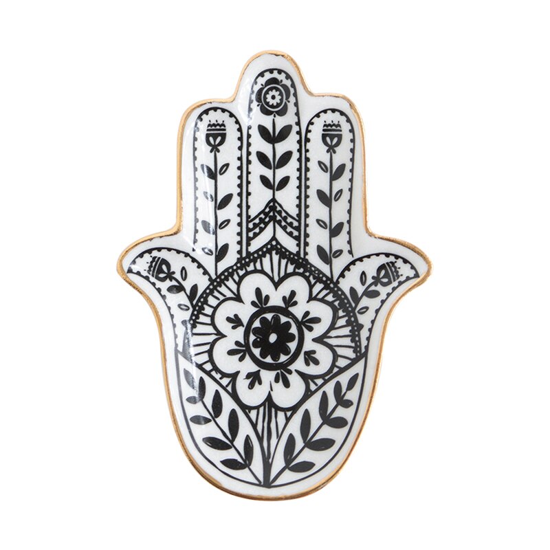 Kleine Hamsa Zon Hand Keramische Schotel Plaat Decoratieve Sieraden Opbergvak Trinket Schotel Snoep Ring Schotel: Hamsa Hand