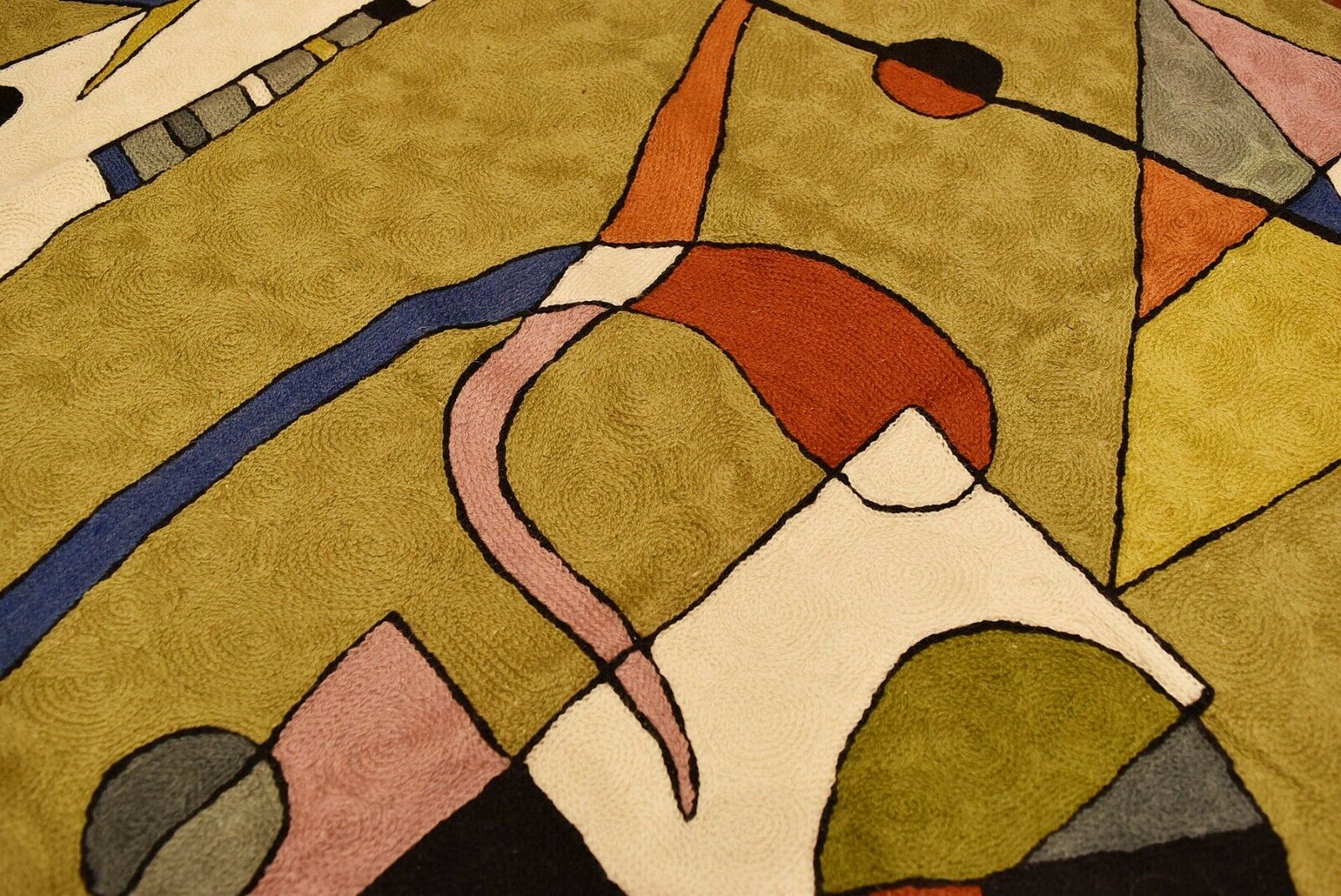 Kandinsky tapis suspendu mural abstrait | Tapis, laine, 3 ftx5ft avion vert