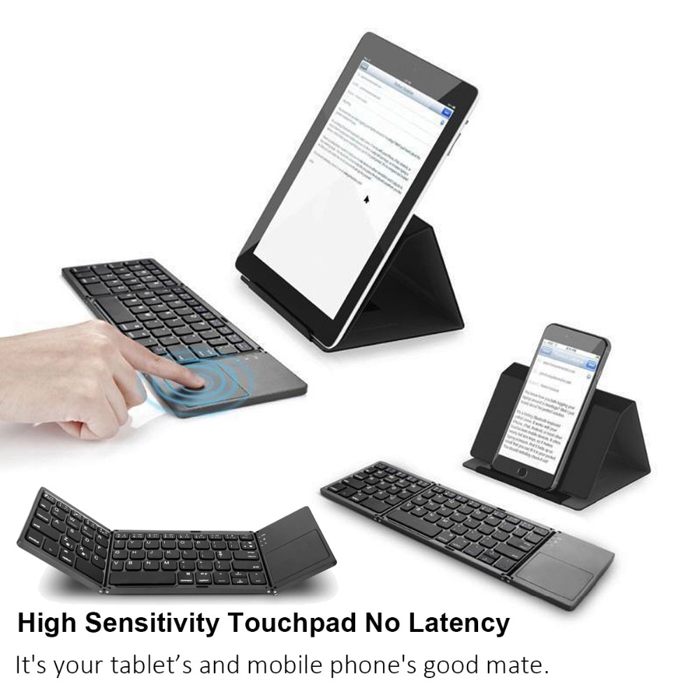 Mini Foldable Touch 3.0 Bluetooth Keyboard For iPhone iPad Samsung Dex Win iOS Android System