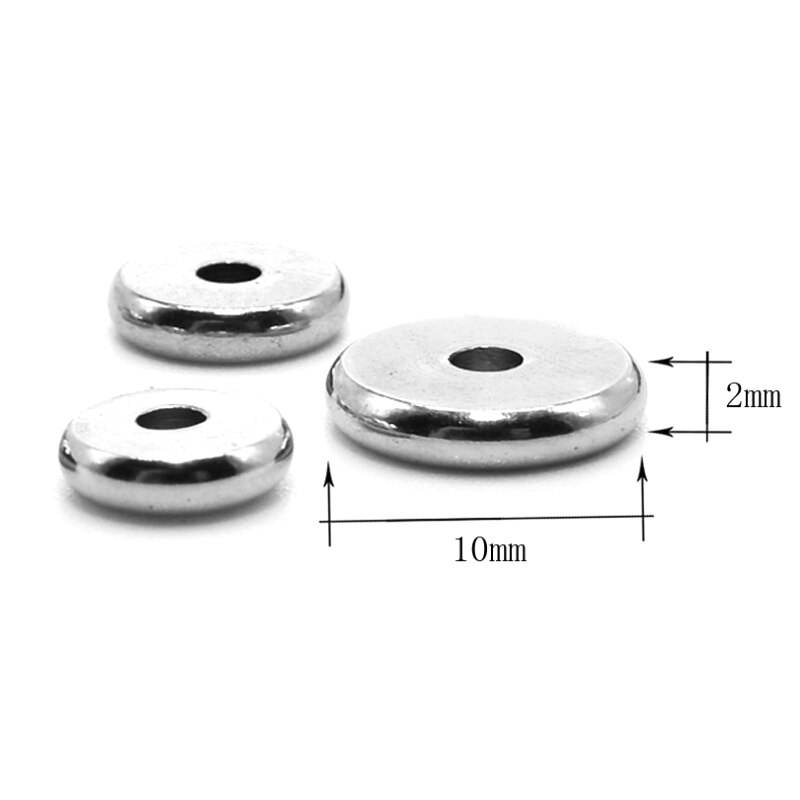 50 teile/los 4 5 6 8 10mm Edelstahl Flache Runde Perle verlieren Abstandshalter Perlen für DIY Schmuck Machen halskette Zubehör