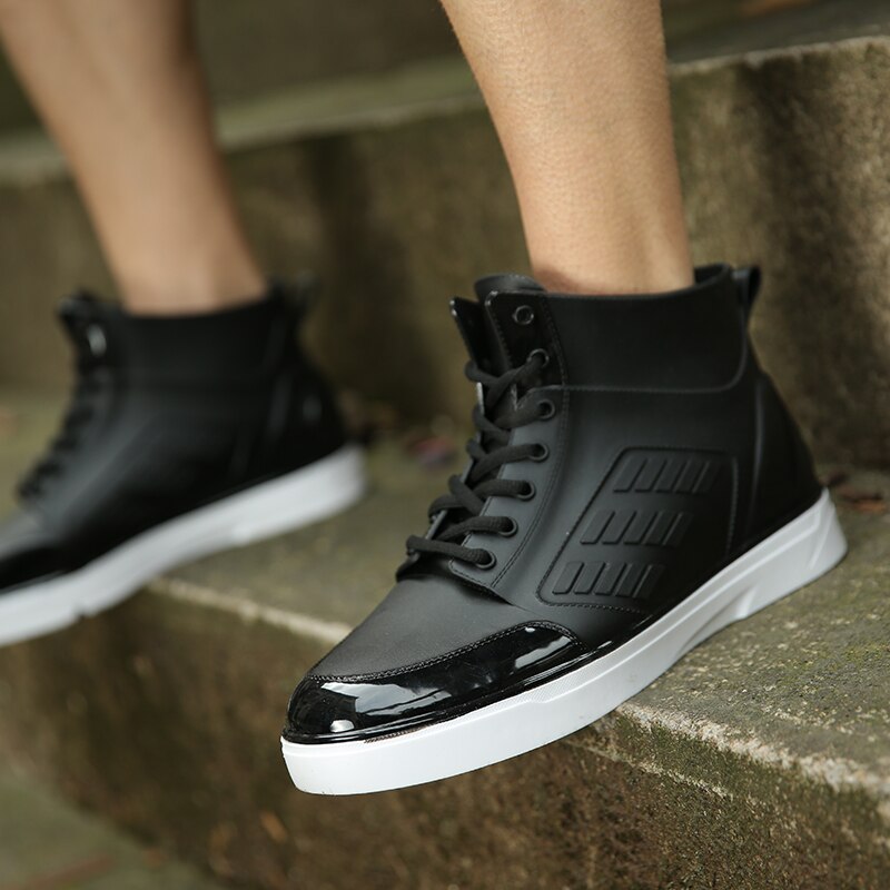 Mode Waterdichte Pvc Mannen Regen Schoenen Comfortabele Regen Laarzen Jongen Water Rubber Schoenen Enkellaarsjes up Schoenen