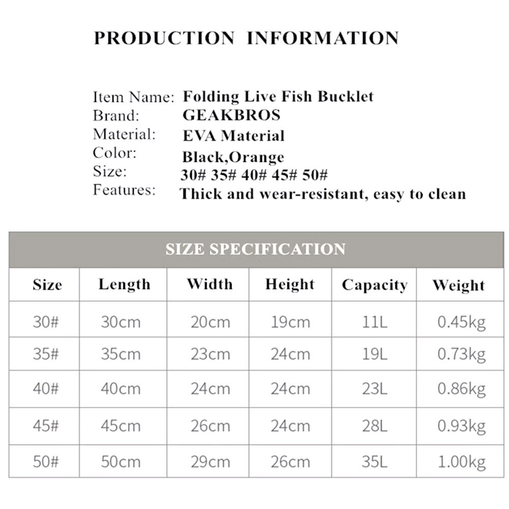5 Sizes 11-35L Portable Zipper live Fishing Bucket Outdoor Folding EVA Fishing Bag Live Fish Bucket Camping Hiking Fishing Bag