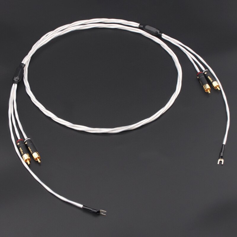 Pegamento negro de grado fiebre LP PTFE, Cable aislado Chapado en plata, fonógrafo, Cable de Audio, Cable de tierra