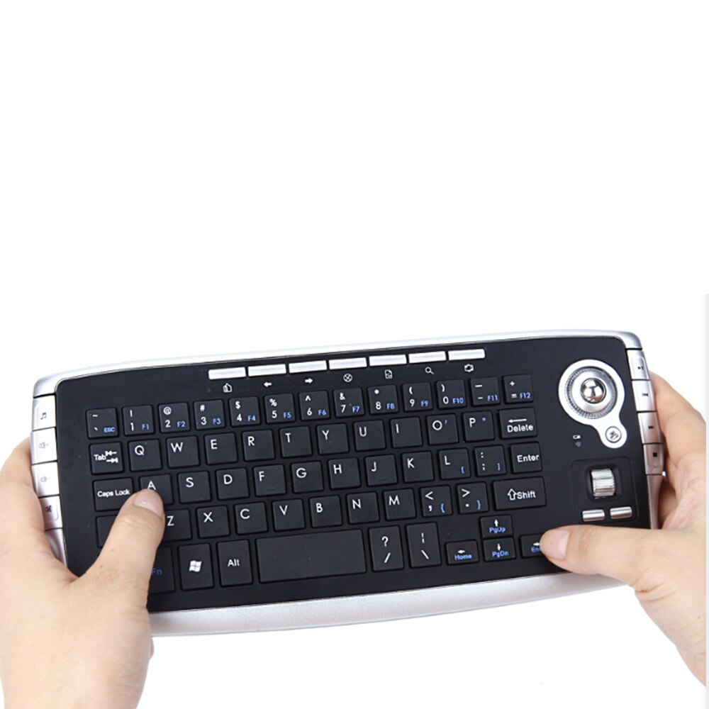 Keyboard with Trackball,2.4G Mini Wireless Keyboard Multi-Media Functional Trackball Air Mouse Features: (Black)