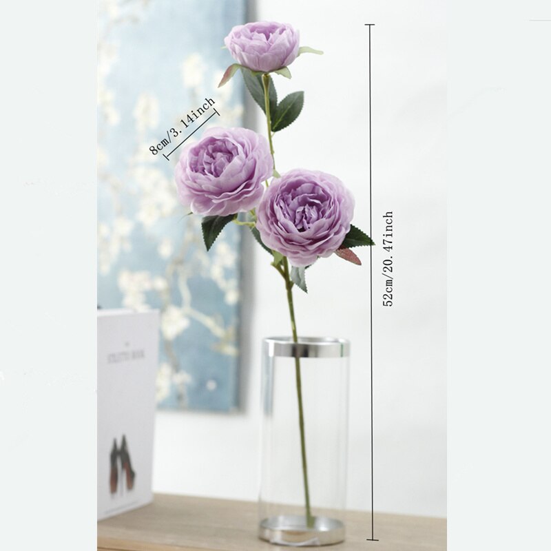 52cm silke kunstige blomster 5 hoveder pæon simulation planter familie bryllup hotel soveværelse pæon blomst dekoration