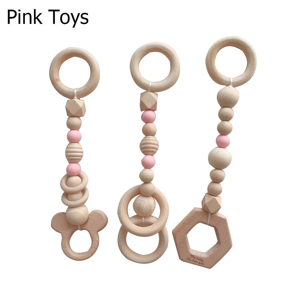 Jouet de gymnastique nordique pour bébés | Jouet avec anneau, cadre en bois, porte-vêtements, , décor pour chambre d'enfants A10: B-Pink Toys