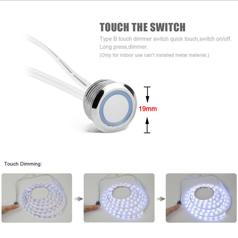 Led Dimmer Touch Sensor Switch Knop Controle 12V Dc Traploos Dimbare Schakelaar Voor Led Strip Licht Verlichting Accessoires