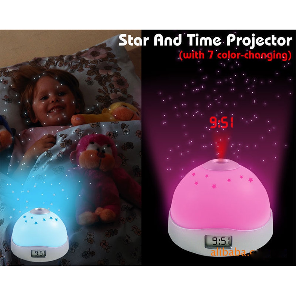 Alarm Clock Despertador Clock Watch Reloj Saat with time projection Colorful Star Projection Clock LCD Clocks Relogio de mesa