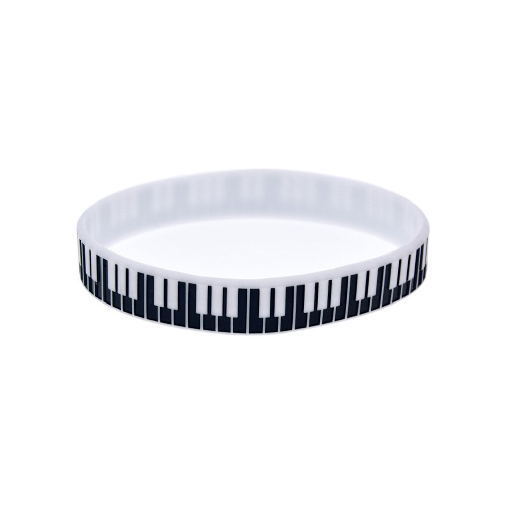 Obh 1 Pc Zwart En Wit Inscriptie Piano Toetsen Siliconen Rubber Armband