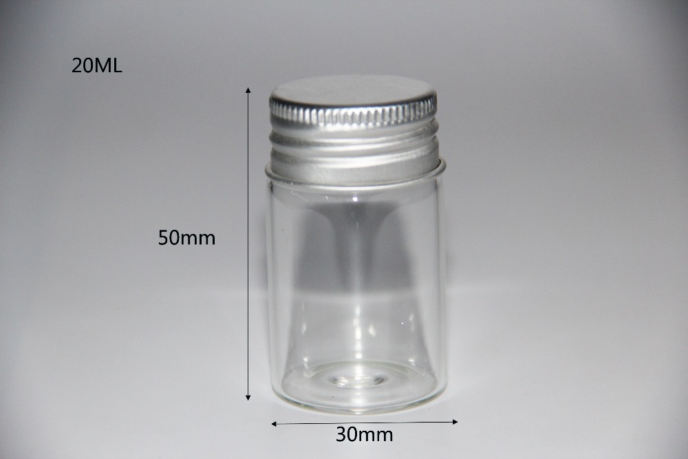Frascos de vidrio transparentes con tapa de rosca para decoración de boda, frascos de Perfume para alimentos, 10ml, 15ml, 20ml, 25ml, 30ml, 40ml, 50ml, 60ml, 50 Uds.: 30 50mm 20ml