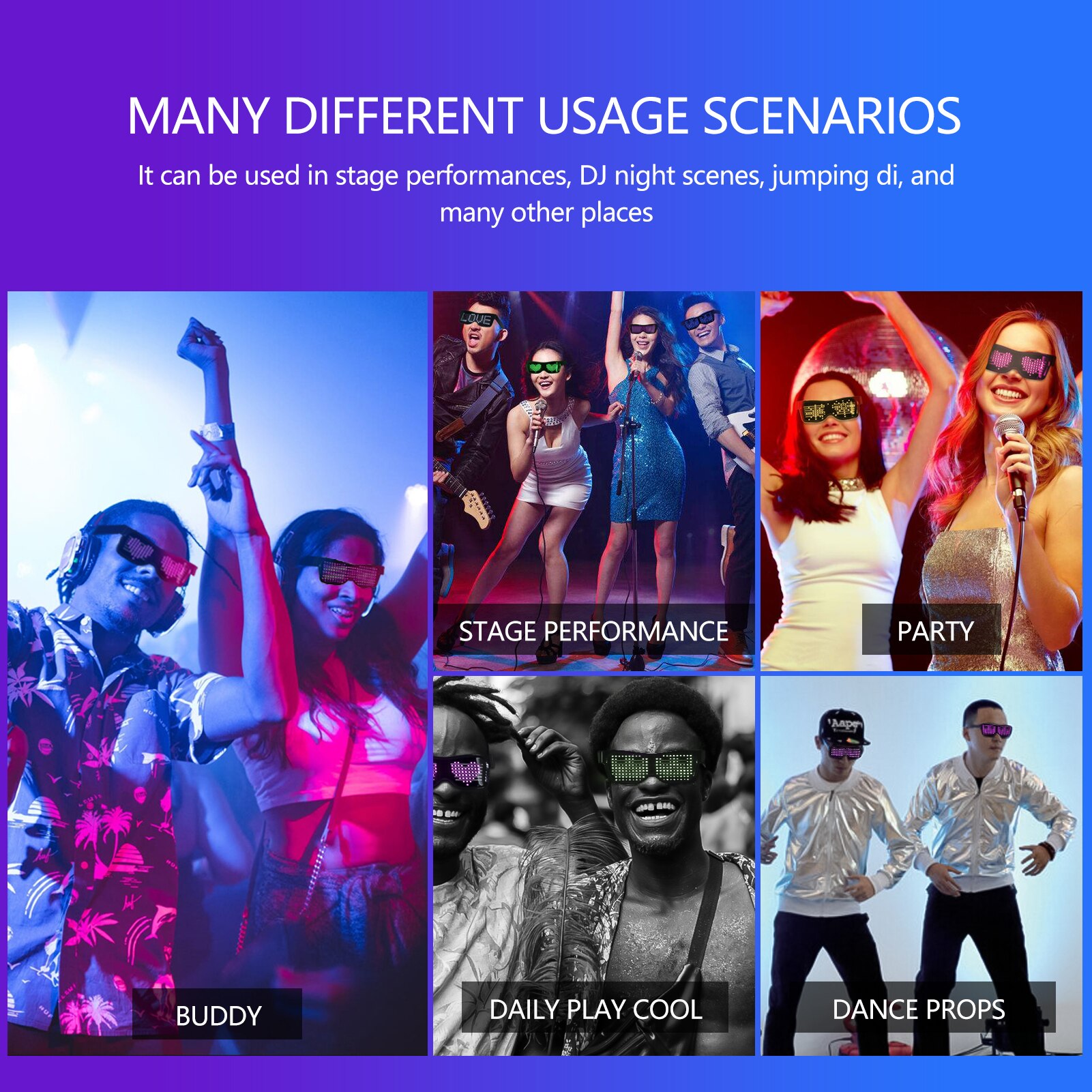 Magic Bluetooth Led Party Glasses App Control Luminous Glasses Dj Electric Syllables Party Eye Glasses