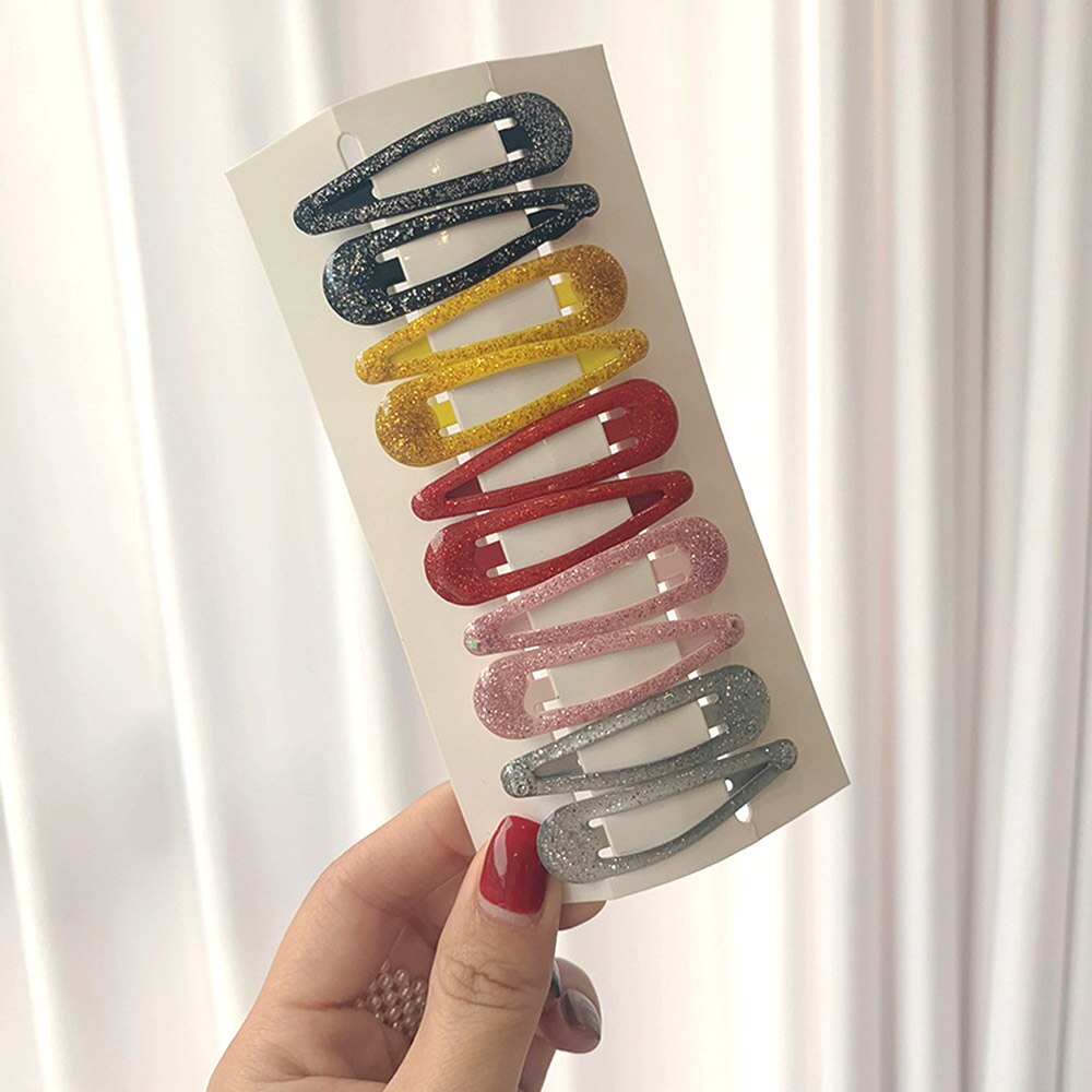 10 piezas de cabello de bebé Clips para el cabello peinado accesorios niñas Snap Clip brillo pines BB horquilla Color broches para niños los niños: 5