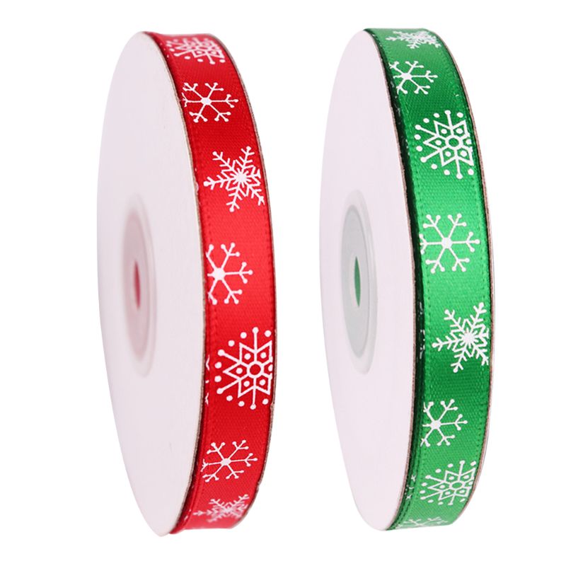 22m Weihnachten Satin- Band verrotten Grün Band mit Schneeflocke aufbringen für Weihnachten MOLC